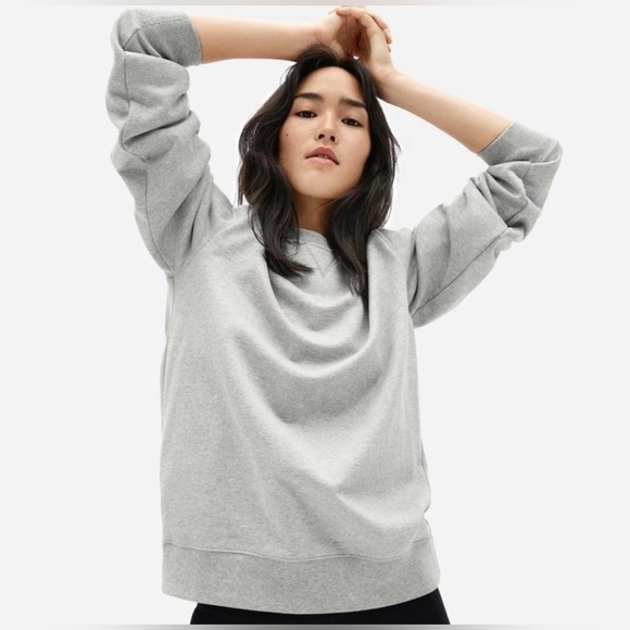 EVERLANE The Classic French Terry Crew in Gray Closet Staple Oversized Sz XXS - Picture 3 of 12